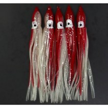 푸른바다피싱 야광 꼴뚜기루어 5.5cm 8cm 12cm 소형 대형 야광 꼴뚜기웜 꼴뚜기채비 5개입, 빨강