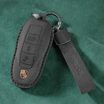 포르쉐 알칸타라 가죽 키케이스 카이엔 마칸 파나메라 박스터 911 718 키링 고급 스마트 열쇠고리 키홀더 차량용품, BSDFF-02, 블랙