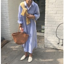봄 루즈핏 스트라이프 롱셔츠 원피스