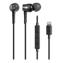 Audio Technica 마이크가있는 오디오 테크니카 이어폰 마이크 라이트닝 케이블 1.2m 운하 유형 검은 색 ATH-CKD3LI BK 작은 크기, 블랙 _라이트ning
