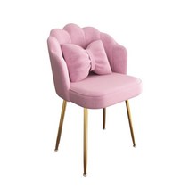 북유럽 철제 벨벳 화장대의자 등받이 공주의자 핑크 화장대스툴, 핑크골드 다리