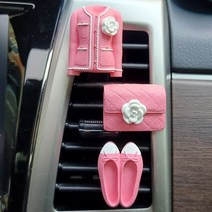 다사가 명품 여성 차량용 석고 방향제 송풍구 클립, 꽃클러치백, 화이트, 블랑쉬