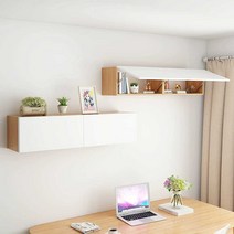 벽걸이 선반 장식장 벽장 거실 원목 수납장 진열대, 60X24 화이트 베이지