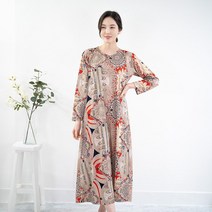 모슬린 여성 엄마옷 면 기하학 원피스 홈웨어 FHO202198 마담/미시옷/중년여성의류/빅사이즈/40대/50대/60대여성옷