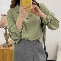 오픈 카라 블라우스