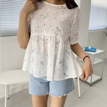 겟잇미 로아 플라워 프릴 여름 자수 블라우스