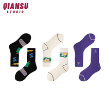 [오리지널디자인]크리에이티브 일러스트 트랜드 면양말 3족세트