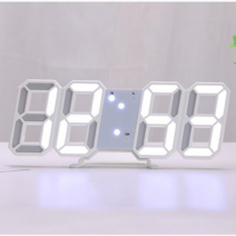 3D LED 시계 무소음 집들이 거실 인테리어, LED 시계 화이트