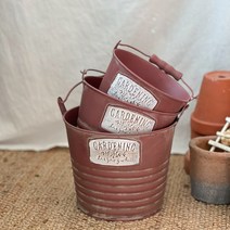 빈티지 양철바스켓 2color 양철통 철제바스켓 철제바구니 양철바구니, 레드 중