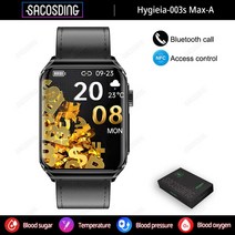스마트워치밴드건강 혈당 온도 스마트 워치 NFC 블루투스 통화 ECG + HRV 모니터 방수 스포츠, 03 Leather black