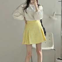 봄신상 화사한 파스텔 트위드 주름 미니 스커트 여친룩코디 데이트룩 치마코디