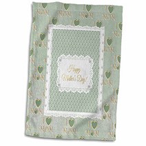 3D Rose Happy Mothers Day Mom Lace Dots and Hearts Pastel Green TWL_212259_1 Towel 15” x 22” Multi, 1