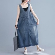 ZZY515127F99970/루즈핏 롱나시청원피스/민소매데님원피스/빅가