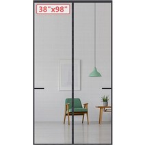업그레이드된 마그네틱 스크린 도어 96.5 x 248.9cm(38 x 98인치) 42개의 더 길고 강한 자석 현관문용 접이식 스크린 도어 튼튼한 유리 섬유 메시 도어 스크린, Fit Doors to 38 x98