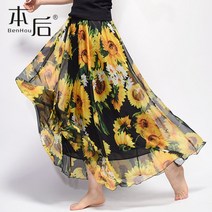 스커트 롱 시폰 치마 꽃무늬 치마