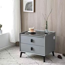 스마트 협탁 2단 테이블 모던 침실 침대 사이드 테이블 무선 충전 좁은, 그레이