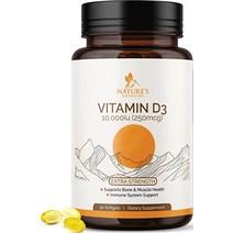 비타민 D3 10000 IU250 mcg 면역 지원 고효능 D - 뼈 치아 및 냉압착 올리브 오일의 프리미엄 by Natures Supplement 90 소프트젤, [02] 180 소프트젤
