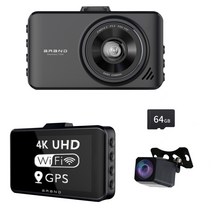 ANKRIC 블랙박스 4K UHD/FHD 전후방 2채널 GPS 와이파이 64G, 4K 와이파이 GPS 64G 메모리 카드, TX-20