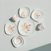 플레이팅 브런치 머그컵 심플한 소스 사각 신혼 그릇 접시 도자기 앞접시 디저트 플레이트, 플레나 사각접시 7 2P