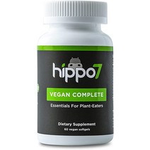 [캐로플] Hippo7 Vegan Complete Multivitamin 비타민 B12 D 오메가-3 DHAEPA 칼슘 요오드 아연 ampamp 철. 1병 60 소프트젤