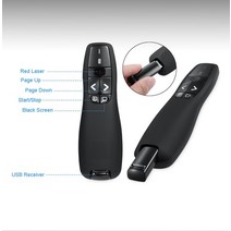 버티컬마우스 무선 R400 2.4Ghz USB 무선 발표자 페이지 터닝 펜 포인터 PPT 원격 제어 파워포인트용 핸드, 한개옵션2, 01 Black, 한개옵션1