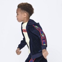 MARC JACOBS 니트 멀티컬러 로고 벨벳 후드 집업