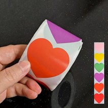 대형 6색 하트 스티커 5cm 500pcs 구디백 다꾸 답꾸 답례품 스티커 S454, 혼합색상, 1롤
