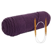 쁘띠목도리 DIY 올뉴 코튼롤 뜨개실 4p + 줄바늘 7mm + 도안, 12번 진보라, 1세트