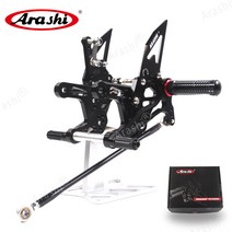Arashi CNC 조절할 수 있는 발판 근거지 후방 설정 풋페그 에 KAWASAKI NINJA ZX10R ZX-10R / ZX1000 / ZX1000J 2011-2015, 검정색
