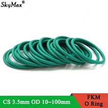 고무오링 10pcs CS3.5mm OD 10 100mm 녹색 FKM 불소 고무 O 링 씰링 가스켓 절연 오일 고온 저항, [01] OD 10 미리메터, [01] Green, [01] 35mm