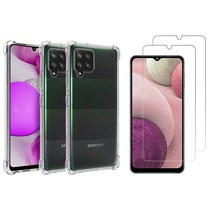 스톤스틸 갤럭시 A12 강화유리 보호필름 액정 방탄 필름 강화유리필름 2매 + 투명 TPU 범퍼 케이스 2개, 강화유리2매+투명범퍼2개