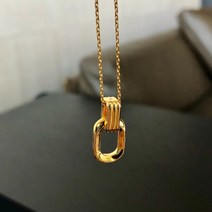 18k목걸이 오리지널 18K금 연동 빈티지 프랑스타입 심플 코디가잘되는 스타일 더블링 도금 목걸이 목걸이여성