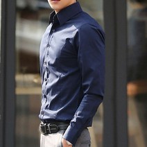 블루포스 코리아 국내생산 남여공용 무지 BG리노스 스판 남방(JJNLU5) 빅사이즈 베이직 남자 긴팔 셔츠