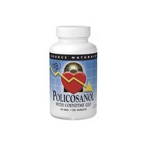 Source Naturals Policosanol 10mg w 15mg CoQ10 120 tab 119350 폴리코놀 120탭, Pack of 3