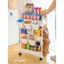 트롤리 이동식 보비 카트 미용웨건 테이블 주방 3단, 블랙2레이어+블랙걸이바스켓2개