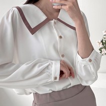 빅걸스토리 / 루루 카라 베이직 심플 블라우스 (빅사이즈) / DOB