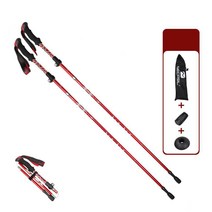 쾌의 등산스틱 5단 접이식 듀랄루민 초경량 등산 스틱 2p 증정 스틱케이스, 붉은색