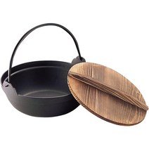 이케나가 무쇠 뚝배기 냄비 캠핑 전골 포트 16cm 18cm (나무 뚜껑 포함) 일본 직배, 단일, 1개