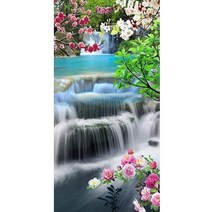 아트미니 보석십자수 산수화 계곡 폭포 풍경 목련 목단화 모란꽃 대형 DIY키트, 120x60cm