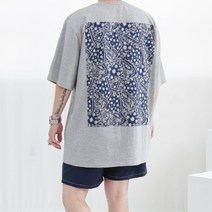 오버핏 백프린팅 반다나 패치 라운드 반팔 (3color)