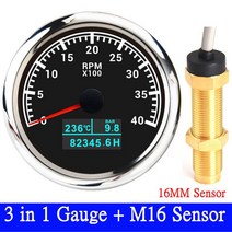 타코메타 타코미터 3인 1 자동차 게이지 3000RPM 85MM 센서 수온 오일 압력 LCD 아워 보트 용 빨간색 백, 09 4K and Sensor