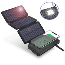 태양광 충전기 패널 99000mah solar power bank qi 무선 충전기 방수 powerbank 휴대용 태양 전지 패널 충전기 야외 캠핑 빛 poverbank, 검은 색