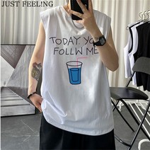 JUST FEEL!NG 1+1 헬스나시 트레이닝 민소매 티셔츠 캐주얼 여름티 루즈핏 캐주얼 라운드넥 오버핏 나시
