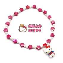 키티 캐릭터 인형 플라워 핫핑크 유아 목걸이