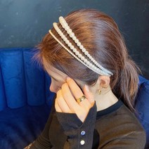 모란코 [3종세트] 여성스러운 진주 머리띠 귀안아픈 머리띠