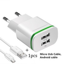 부품 EU 미국 플매트 카펫 러그 2 포트 LED 라이트 USB 충전기 5V 2A 벽 어댑터 휴대폰 마이크로 데이터 케이블 아이폰 호환 iPad 삼성 충전, [03] white, [02] US