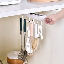 ﻿다걸어 슬라이드 후크걸이 주방 싱크대 조리도구 다용도 정리 도구 슬라이딩 수납 거치대 홀더, 본품1개+후크6개+접착패드1개