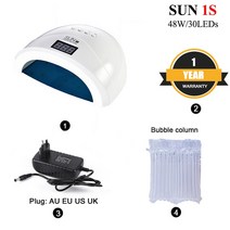 SUN-1S LED 네일 램프 48W 램프 손톱 30 LED UV 램프 자동 유도 10s 30s 60s 99s 타이밍 모든 젤에 적합, 01 Sun 1s-white