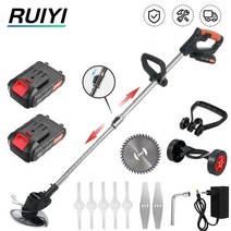 RUIYI 무선 잔디 깎는 기계 24V 충전식 경량 가정용 잔디 관목 트리머, 보조 바퀴 없이, 1 x 배터리