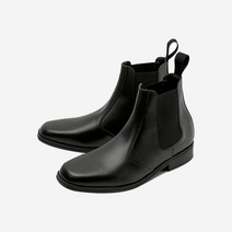 커스텀에이드 4cm 소가죽 스퀘어토 첼시부츠 오티스(CR0031) - BLACK